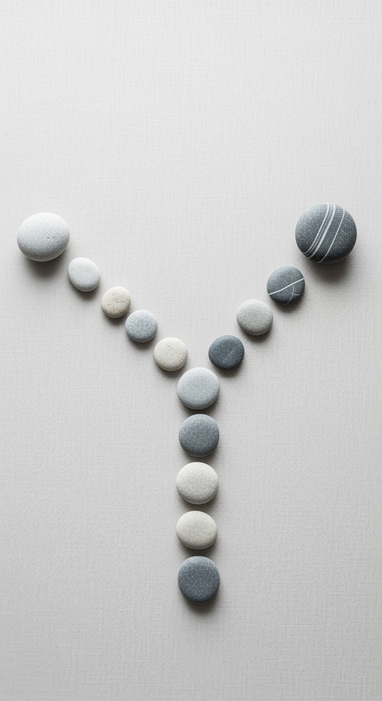 An overhead shot of stones arranged like a flowchart, representing a decision-making process for diagnosing early waking.