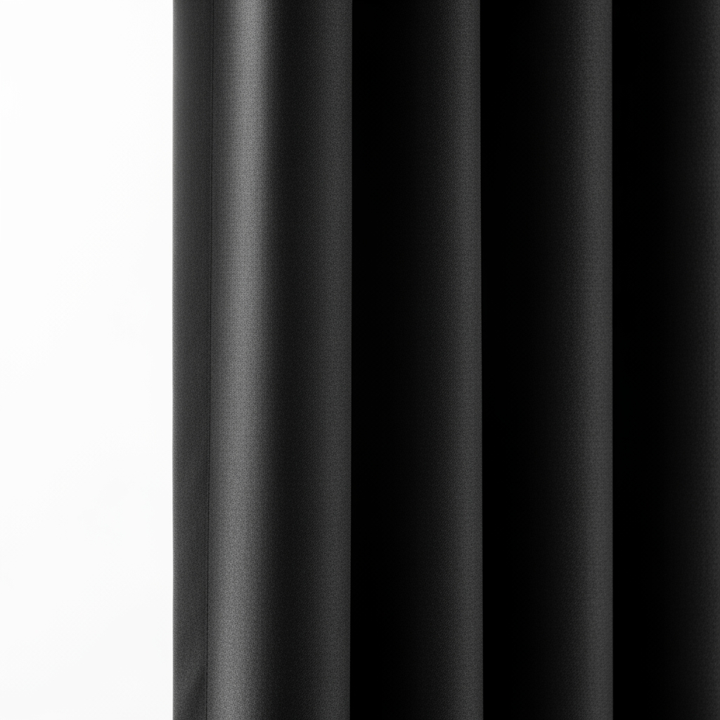 A close-up of a heavy, textured blackout curtain effectively blocking out bright daylight.